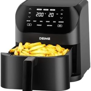 Air Fryer 6.2 QT Large Capacity Oilless Hot Air Fryers Oven 1500W Healthy Cooker with 10 Presets, Digital LCD Touch Screen, Visual Cooking Window, Non-Stick Basket, Included Recipe (Black-M)