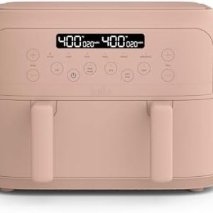 bella 4 Qt TriZone Air Fryer, EverGood™ Ceramic Nonstick Coating, Dual Basket Design w Removable Divider, Digital Touchscreen Control w 6 Preset Cooking Options, 1200 Watt, 3lb Capacity, Blossom