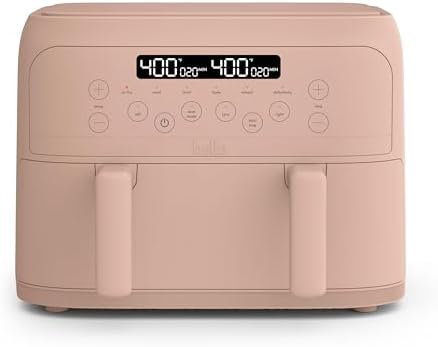 bella 4 Qt TriZone Air Fryer, EverGood™ Ceramic Nonstick Coating, Dual Basket Design w Removable Divider, Digital Touchscreen Control w 6 Preset Cooking Options, 1200 Watt, 3lb Capacity, Blossom