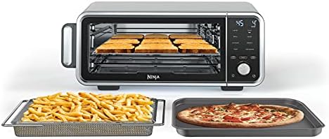 Ninja SP201 Digital Air Fry Pro Countertop 8-in-1 Oven with Extended Height, XL Capacity, Flip Up & Away Capability for Storage Space, Basket, Wire Rack Crumb Tray, Silver (Renewed), Black