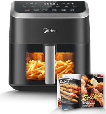 Midea Air Fryer 5.5 Quart with See-Thru Window, Heatexpress Rapid Air Technology, and 9 Preset Menus for Quick and Easy Meals