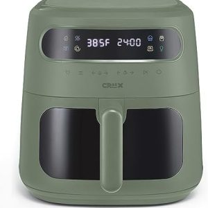 CRUX x Marshmello 8.0 QT Digital Air Fryer with TurboCrisp Technology, Touch Screen Temperature Control, Timer and Auto Shut-off, Fully Programmable, Silicone Liner Included, Olive