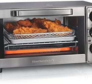 Hamilton Beach Sure-Crisp Air Fryer Toaster Oven Combo, Fits 9” Pizza, 4 Slice Capacity, Powerful Circulation, Auto Shutoff, Stainless Steel (31403)