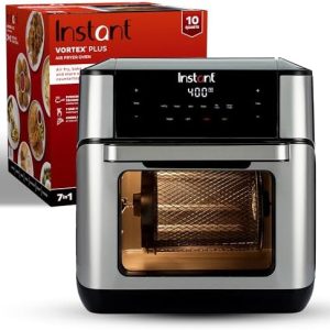 Instant 140-3000-01 Vortex Plus Quart 7-in-1 Multi-Use Air Fryer, 10QT, Silver,Black